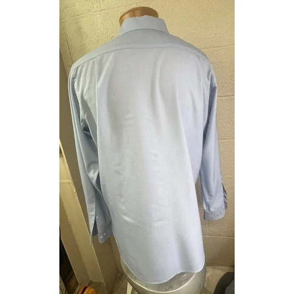 Loro Piana Dress Shirt Men Button Long Sleeve Soft Wool Blue Size Large - Picture 6 of 11